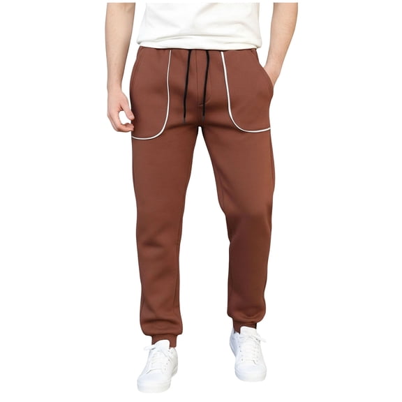 Fewfanhot Pants for Men Cargo Joggers Tapered Elastic Waist Drawstring Sweatpants with Multi Pockets
