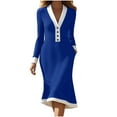 thumbnail image 2 of ClodeEU Women's V Neck Long Sleeve Sim Fit Dress,Lightweight Trendy Casual Dress Blue,Womens Plus M, 2 of 6