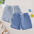 thumbnail image 2 of YDFCWXW 2 Pack Toddler Baby Boy Shorts Summer Waffle Knit Baby Plain Shorts Casual Elastic Waist Joggers Bottom (Blue, 6-12 Months), 2 of 7