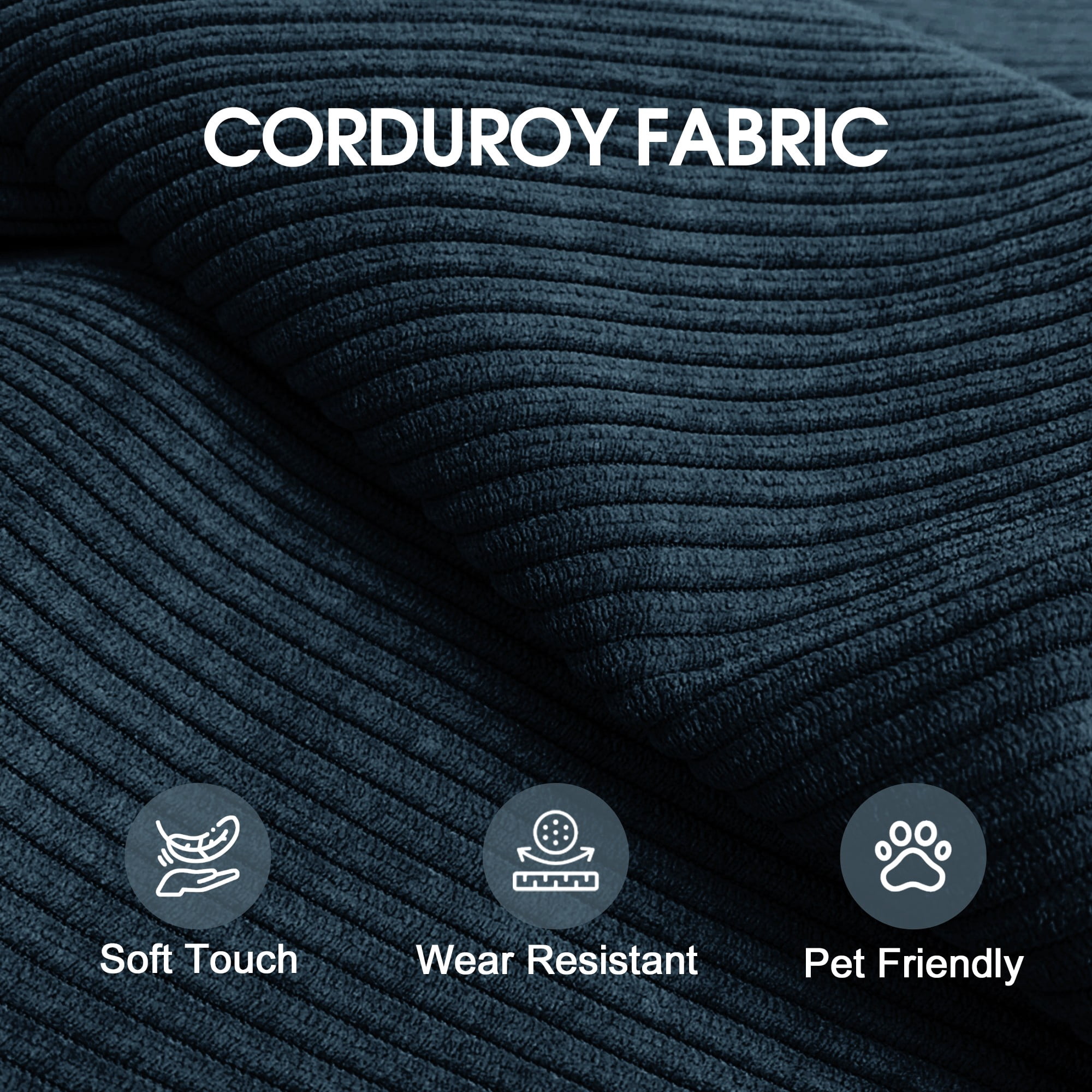 78.8" Compression Sofa Bed, Convertible Floor Futon Couch with Pillow & Armrests, Modular Corduroy Sofa, Blue