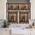 thumbnail image 2 of Texas Star Curtain Valances Set Farmhouse Country Star Wood Grain Kitchen Curtains 24&nbsp;inch Length Rod Pocket Valance and Tiers 3 Piece Set Small Bedroom Bathroom Laundry Decor, 2 of 9
