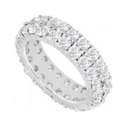Fine Jewelry Vault UBAGR200CZ17825 Two Row CZ Wedding Bands 2 CT CZ Eternity Band in 925 Sterling Silver