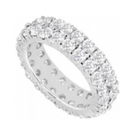 Fine Jewelry Vault UBAGR200CZ17825 Two Row CZ Wedding Bands 2 CT CZ Eternity Band in 925 Sterling Silver