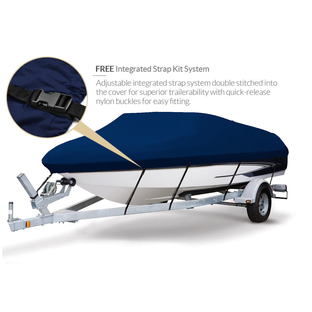 Full Size Seamander Heavy Duty Waterproof Trailerable Boat Cover Fit V-Hull Tri-Hull Fishing Ski Pro-Style Bass Boats 