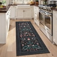 thumbnail image 4 of Garvee 2'x6' Floral Runner Rug Geometric Bordered Carpet, Butterfly Printed Rug Washable Non Slip Rug for Hallway Bedroom Farmhouse, Black, 4 of 8