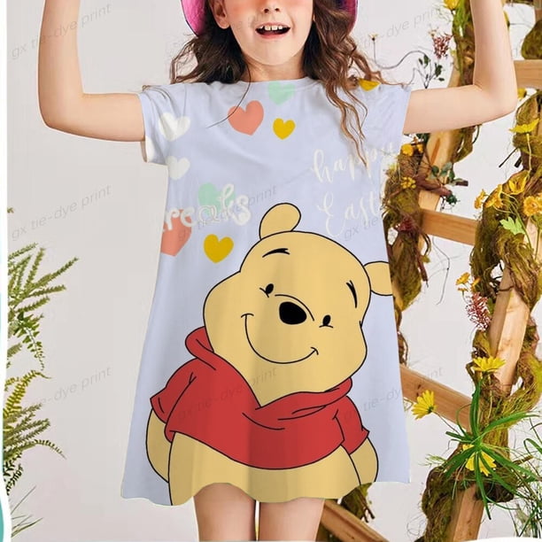 Falda de playa con estampado de dibujos animados de Winnie The Bear para mujer, bebé, bebé, princesa, verano, Dress4T Gao Jinjia LED