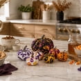 thumbnail image 4 of Halloween Decoration Indoor Outdoor Clearance Under $5.00! Thanksgiving Fall Decorations for Home, 7PCS Halloween Fabric Wrapped Artificial Pumpkin Decor Set, 4 of 6