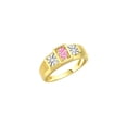thumbnail image 3 of RYLOS Men's Rings 14K Yellow Gold Classic 6X4MM Oval Gemstone & Diamond Ring Pink Ice October Birthstone Rings For Men, Gold Rings Size 12, 3 of 7