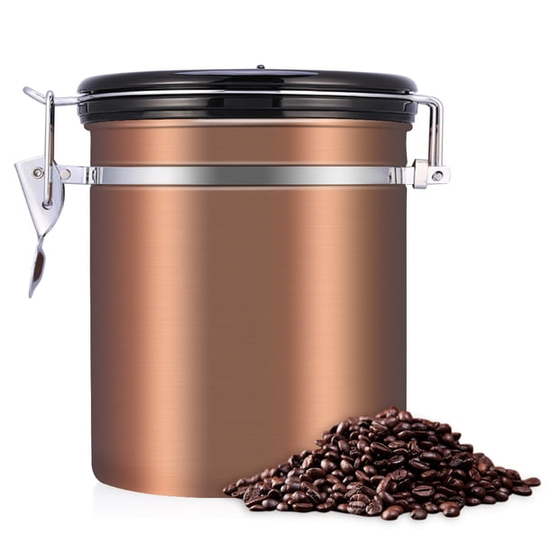 Recipiente hermético para granos de café, de acero inoxidable 304, de 1,5 l, color dorado