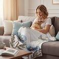 thumbnail image 4 of Teal Tulip Throw Blanket for Couch,Soft Lightweight Flannel Fleece Blanket,Vintage Spring Floral Summer Botanical Brown Microfiber Plush All Season Decorative Blankets for Sofa Bed Office 40"x60", 4 of 9