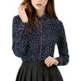thumbnail image 3 of MODA NOVA Junior's Long Sleeve Button Down Polka Dots Shirt Blue M, 3 of 6