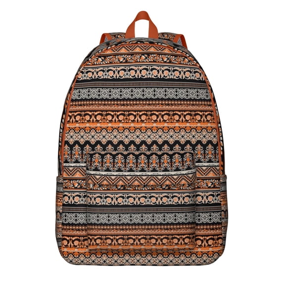 Boho Chic Laptop Backpack for Women, Durable Tribal Folk Bag with Artistic Floral Prints and Reinforced Details