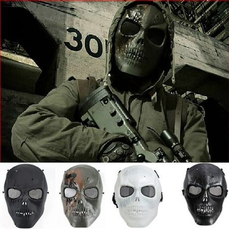 Tactical Airsoft Mask Overhead Skull Skeleton Full Face Protection Safety Guard Outdoor Paintball Hunting Cs War Game Combat Protect for Party Movie Props Sports (Best Full Face Mask For Airsoft)