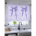 thumbnail image 5 of Sheer Curtains 54 Inch Length 2 Panels Set for Kitchen, Purple Bow Semi Sheer Curtains for Windows, Cute Bowknot Simple Pure Color Voile Window Treatments Rod Pocket Curtain, 5 of 7