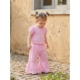 thumbnail image 4 of BemeyourBBs Toddler Baby Girl Summer Clothes 6 12 18 24 Months 2 3 4 Years Baby Girl Summer 2 Piece Outfit Puff Short Sleeve Plaid Gingham Print Shirt Tops and Elastic Waist Flare Pants Set, 4 of 9