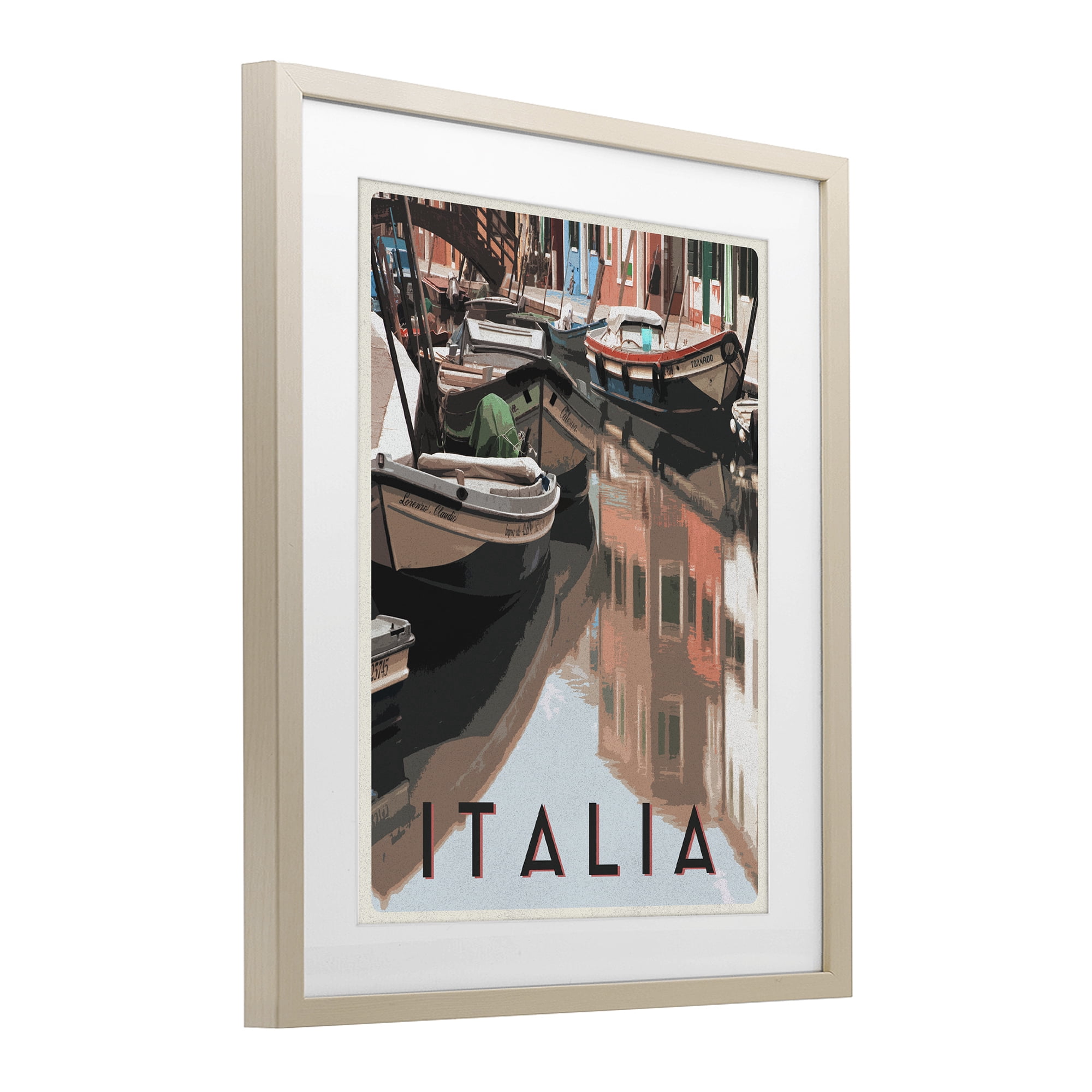 Stupell Industries Italia Canal Poster Birch Framed Print Under Glass, design by Shelley Lake