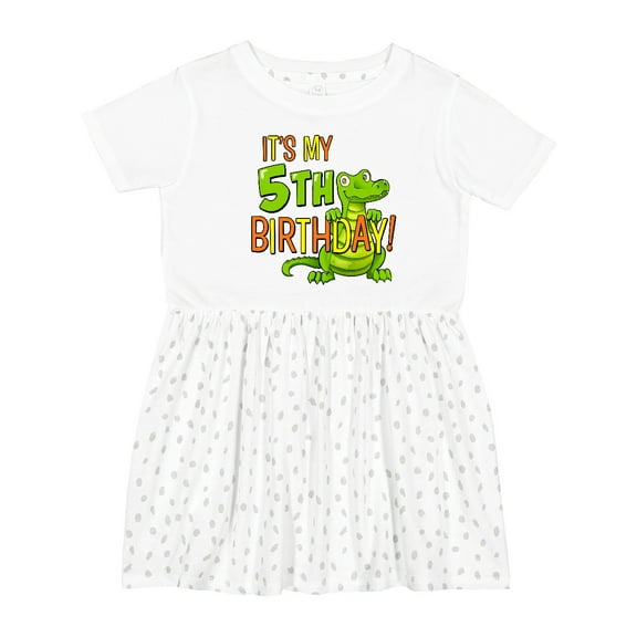 Inktastic It's My 5th Birthday with Cute Green Alligator Girls Toddler Dress