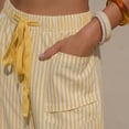thumbnail image 4 of Delayuji Women's Linen Pants Striped Cropped Pants Casual High Waist Loose Fit Summer Beach Pants With Pockets Beach Vacation Clothing, 4 of 6