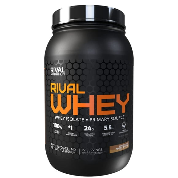 Rivalus Rivalwhey â Chocolate Peanut Butter 2lb - 100% Whey Protein, Whey Protein Isolate Primary Source, Clean Nutritional Profile, BCAAs, No Banned Substances