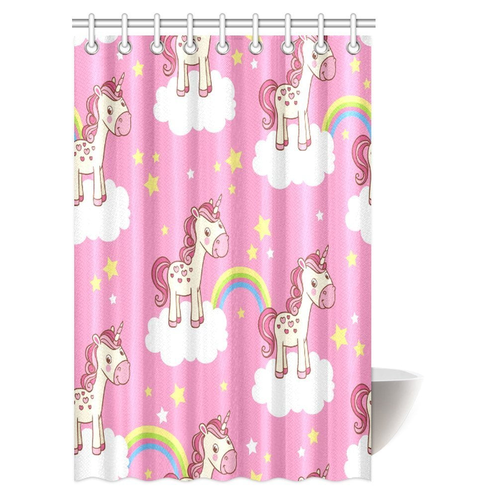 Fairy Unicorn Fabric Shower Curtain Set Waterproof Bathroom Liner Accessories 