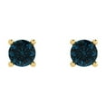 thumbnail image 3 of 14K Solid Gold Push Back Stud Earrings for Women | 0.5 cttw Round Cut Natural London Blue Topaz | Yellow Gold, 3 of 5