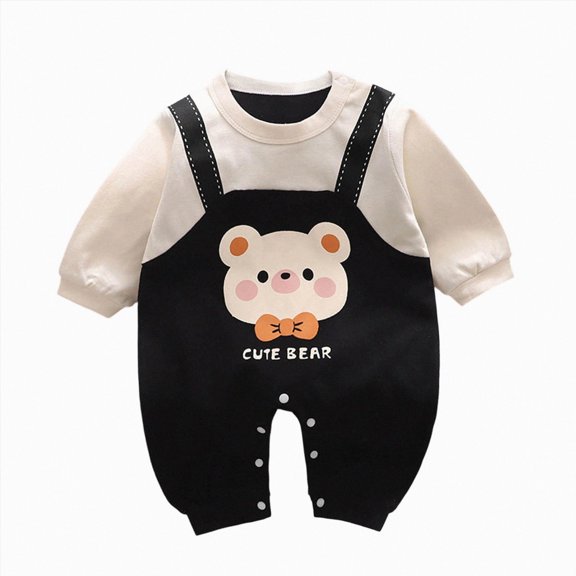 CAUYDY 0 3 6 9 12 18 24 Months Preemie Boys Sleepwear Baby Clothes Newborn Long Sleeve Romper Fall Winter Infant Boy Soft Pajamas Toddler Bodysuit Black for Sizes 3-6 Months