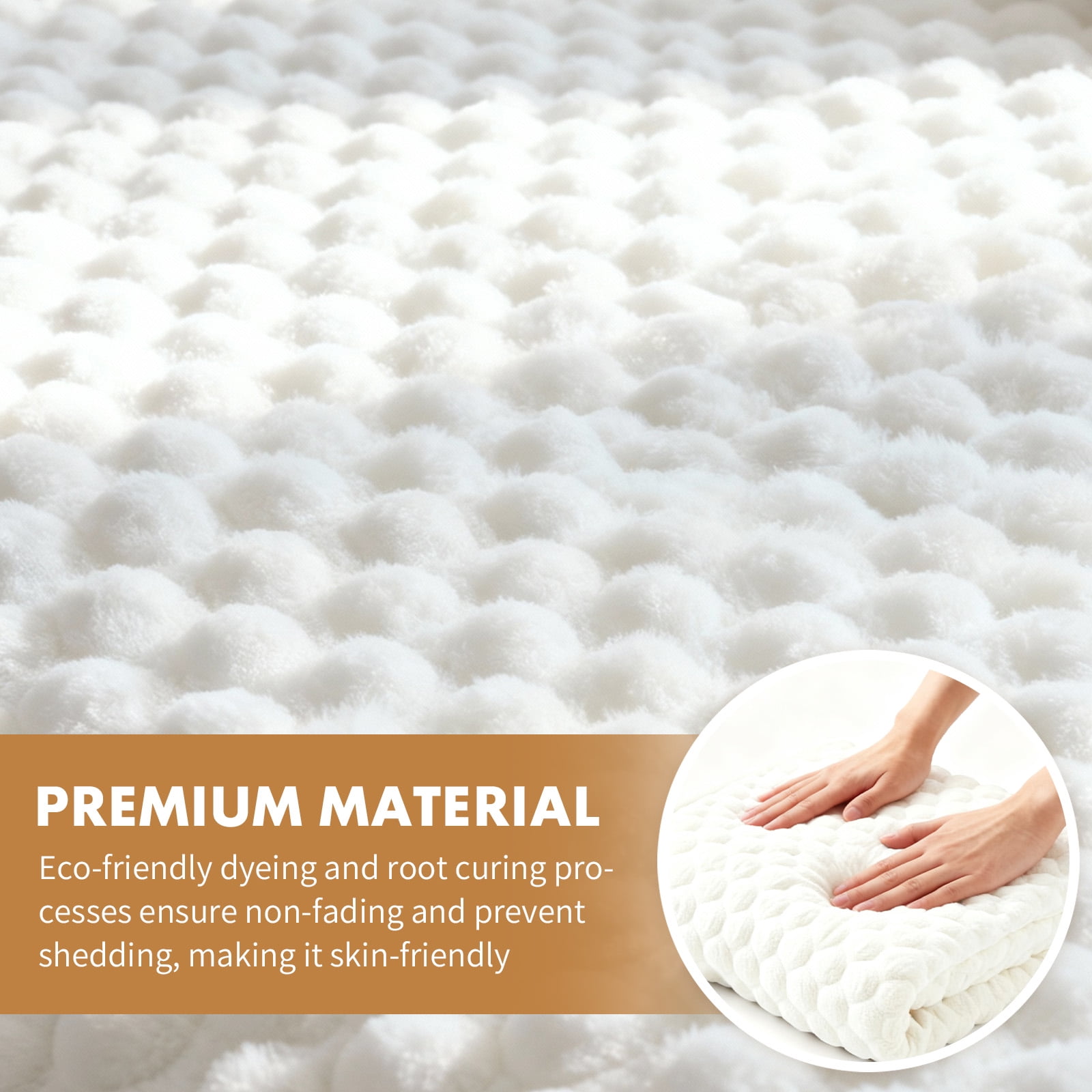 ShellKingdom Faux Fur Throw Blanket, Soft Plush Fluffy Thick Bubble Blanket for Couch Sofa Bedroom Living Room 50 x 60 inches, White