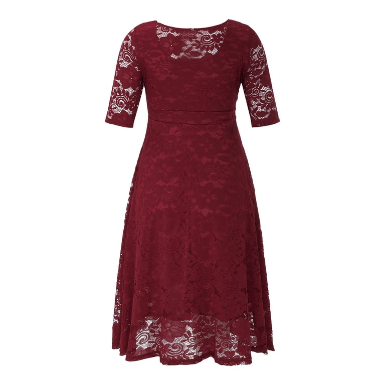 black lace semi formal dresses Long Lace Formal Black Evening Dress - 4XL - Elegant Lace Detailing - Short Sleeves