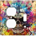 thumbnail image 4 of Metal Light Switch Plate Outlet Cover Colorful Graffiti Flower Tree Skull SKL004, 4 of 13