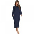 thumbnail image 3 of Women Long House Coat Zipper Front Robes Full Length Nightgowns with Pockets Hooded Loungewear, 3 of 7