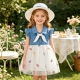 thumbnail image 6 of Babcutegg Cute Denim Skirt With Floral Mesh Overlay, Sleeveless Cowboy-Style Dress And Matching Hat For Young Girls White Size 2T, 6 of 7