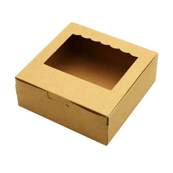 CAROOTU Naturally Kraft Bakery Pie Box With PVC Window Large Cookie Box for Cake Pastries