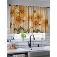 thumbnail image 5 of Sheer Curtains 45 inches Long, Country Sunflowers Vintage Wood Grain Texture Farmhouse Light Filtering Sheer Window Curtains Rod Pocket Voile Drapes for Bedroom Living Room, 52"W x 45"L 2 Panels, 5 of 7
