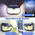 thumbnail image 3 of Paquete de 2 luces solares con sensor de movimiento - 76 COB, luz exterior con sensor de movimiento, impermeable, inalámbrica, de seguridad, luz de pared exterior para jardín, 3 of 5