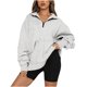 thumbnail image 2 of Puntoco Mujer Moda Casual Cremallera Sólida Turn-Down Collar Manga Larga Sudadera tops Blusa con Bolsillo Puntoco Puntoco-448, 2 of 7
