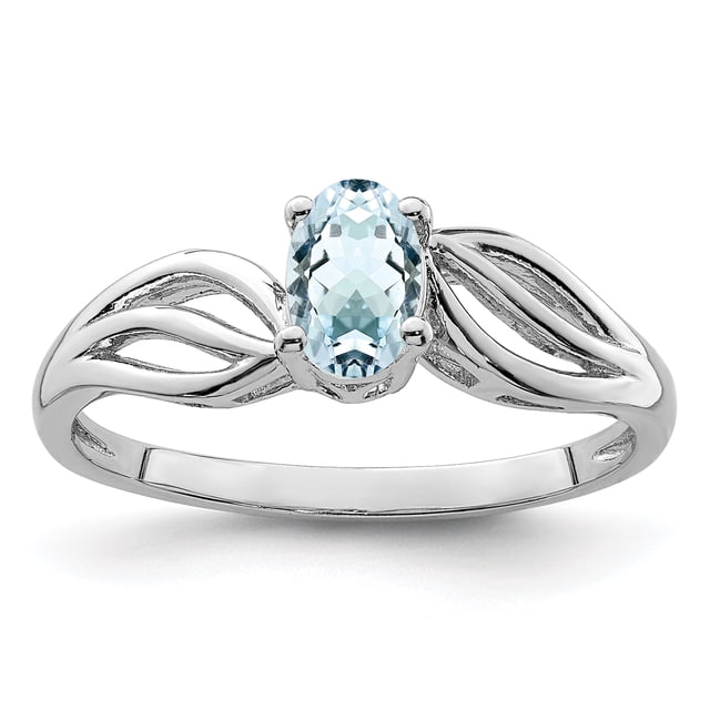 Bague en Argent Sterling 925 Rhodié Aigue-Marine