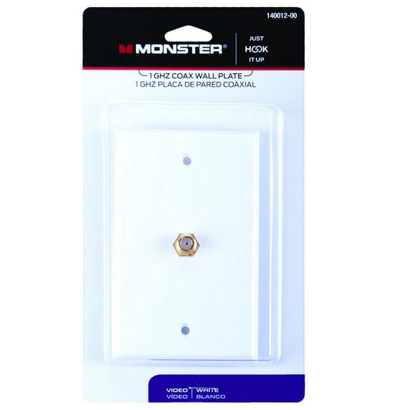 Monster Just Hook It Up White 1 gang Plastic Coaxial Wall Plate 1 pk