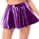thumbnail image 3 of Falda de látex para mujer para fiesta rave, baile en club, actuación en el escenario, disfraz de club, minifaldas acampanadas de charol con efecto mojado para mujer, 3 of 5