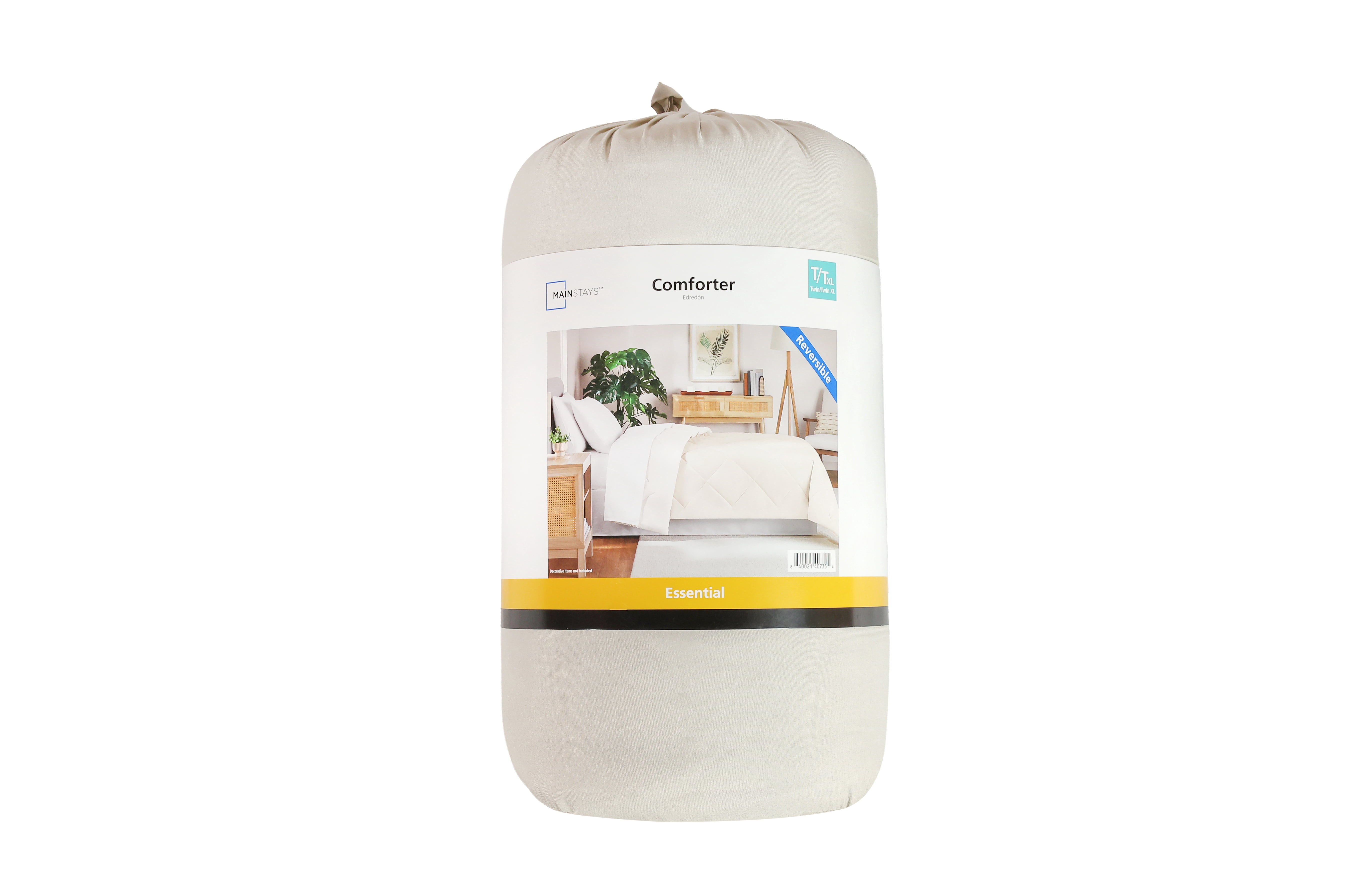 Mainstays Twin/Twin XL Comforter, All-Season Reversible Microfiber, Beige / Ivory