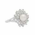 thumbnail image 2 of Gold Coast Freshwater Pearl Cubic Zirconia Sunburst Platinum Plated Ring, Size 6, 2 of 6