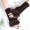 thumbnail image 2 of Women's Winter Warm Solid Knit Warm Arm Gloves With Wool Suitable For Driving And Writing, 2 of 4