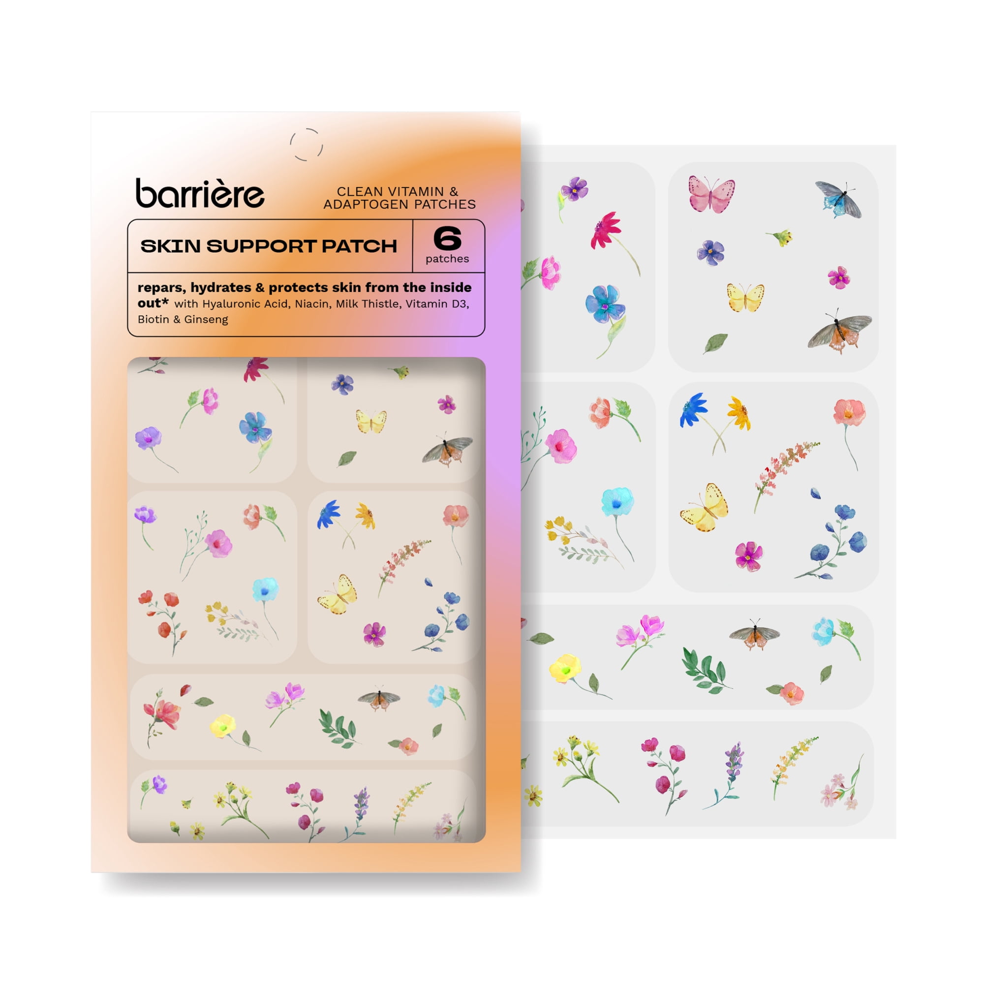 barriere Skin Support Multivitamin Patches, Wildflowers Print, 6 Count