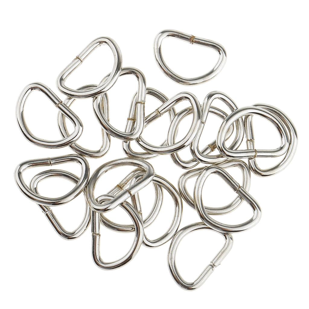 GUOOL 4x100 Pieces Alloy DIY D Dee Rings for Webbing Strapping 10x6x1.5mm White 4 Pcs