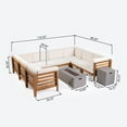 thumbnail image 4 of Frankie Outdoor U-Shaped 8 Seater Acacia Wood Sectional Sofa Set with Fire Pit, Teak, Beige, and Light Gray, 4 of 10