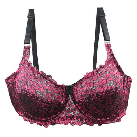 Savings SMihono Women s Sexy 1/2 Cup Lace Bra Balconette Mesh Underwired Demi Shelf Bras Plue Size Padded See Through Bralettes Red 100
