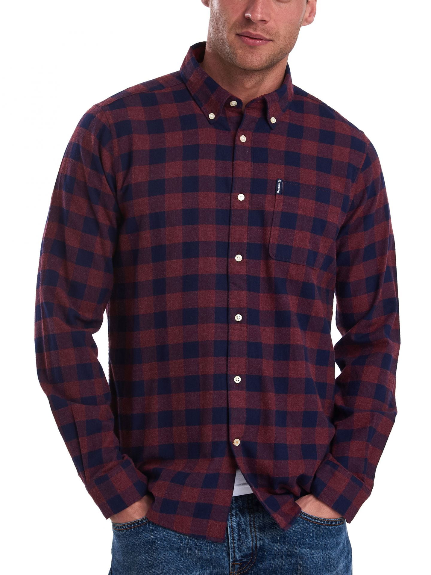 Barbour - Barbour Men's Gingham 14 Tailored Long Sleeve Shirt, Merlot, Large - Walmart.com 