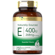 Natural Vitamin E | 400 IU | 250 Softgels | Non-GMO & Gluten Free | by Carlyle