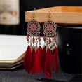 thumbnail image 5 of Black Feather Earrings Boho Beaded Earrings Women's Drop Tassel Earrings--2pcs--pink--Product code 83875 2pcs pink, 5 of 5