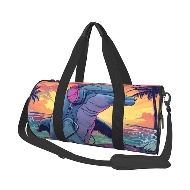 Easygdp Hip-Hop DJ Dolphin Bolsa de Viaje, Bolsa de Mano, Bolsa de Gimnasio, Bolsa de Equipaje para Viaje