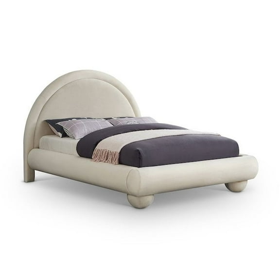 Meridian Furniture Madrid Cream Velvet King Bed